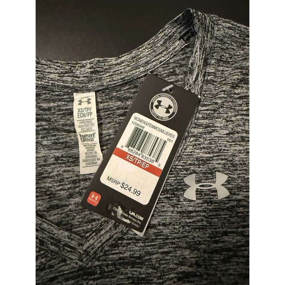 Under Armour Womens XS HeatGear Short Sleeve Shirt Gray Athletic Training Tee - Picture 2 of 5